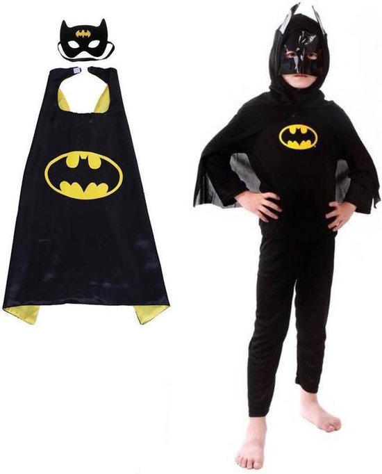 Batman verkleedpak kostuum verkleed pak kinderen 104-110 (S) + zwarte Cape  + masker | bol.com
