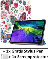 Smart Cover Book Case Hoes Geschikt Voor Apple iPad Pro 11 Inch 2018 & 2020 - Tri-Fold Multi-Stand Flip Sleeve - Beschermhoes Met Screen Protector & Stylus Pen - Vlinders Design