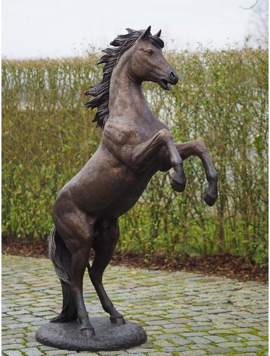 Tuinbeeld - bronzen beeld - Steigerend paard 183 cm - 185 cm hoog | bol.com