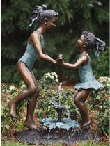 Tuinbeeld - bronzen beeld - Waterornament - 2 Kinderen in badpak - 103 cm hoog