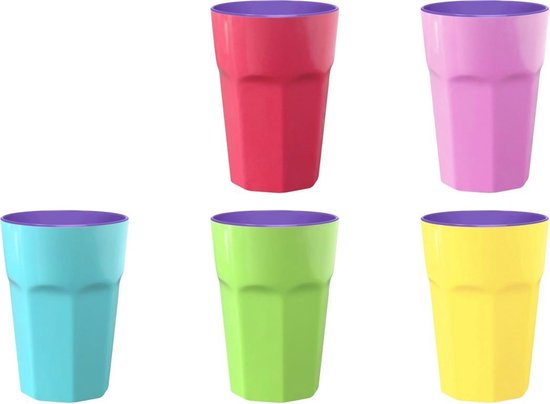 GINGER Pastel Colours cups - 5 grote melamine bekers | bol.com