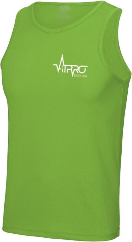 FitProWear Sporthemd Heartbeat Lime Groen Heren Maat M - Hemden - Sportkleding - Trainingskleding - Polyester - Mouwloos - Shirt