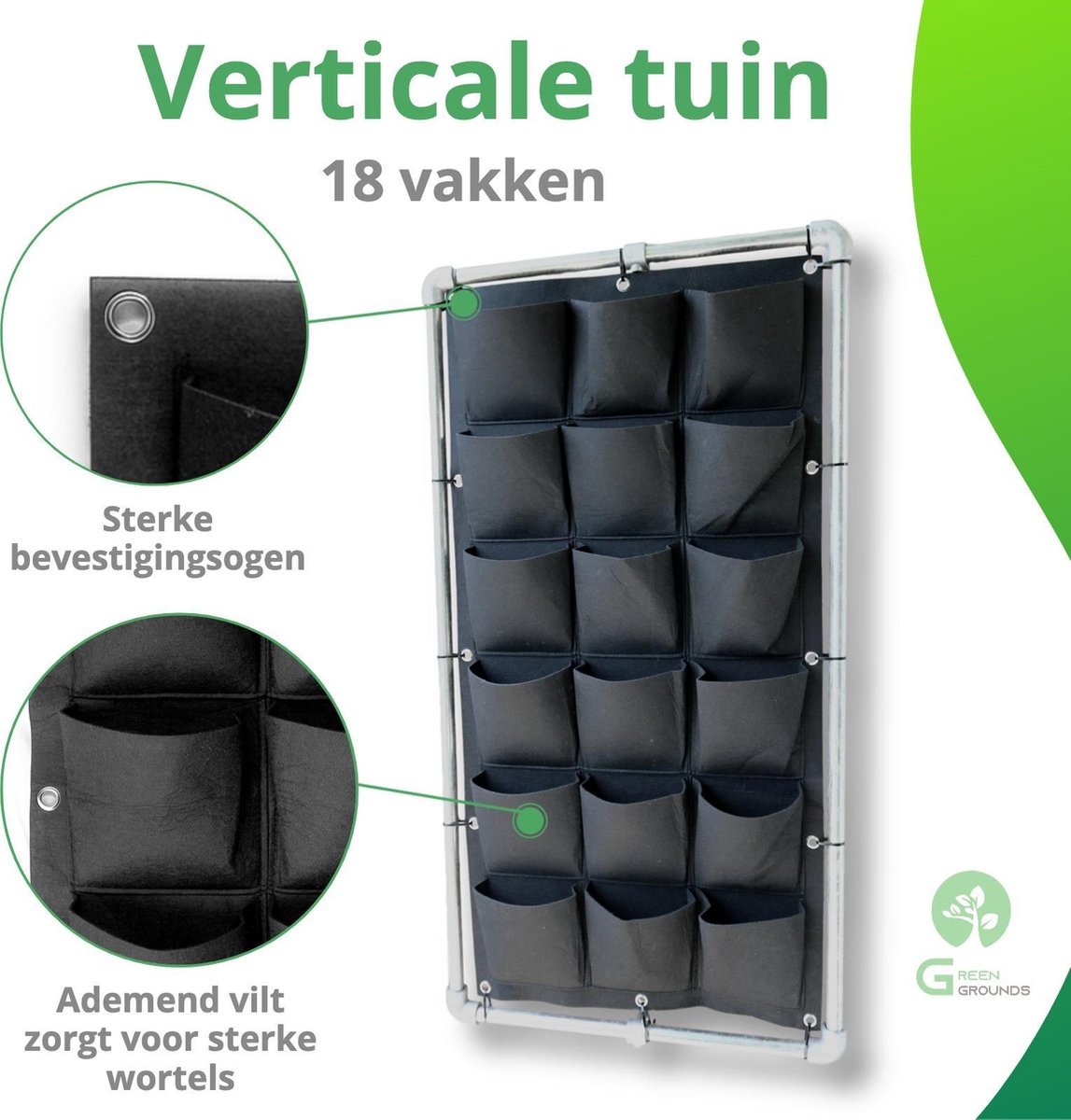 Verticale Tuin zwart met bevestigingsframe en Watersysteem