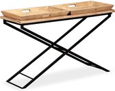 Wandtafel Massief hout - Bijzettafel  - koffietafel (Incl LW3D Klok) l - coffee table woonkamertafel