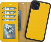 Mjora Lederen Apple iPhone 11 Hoesje (New edition Tweedelige ontwerp: Book Case / Hardcase - Yellow)