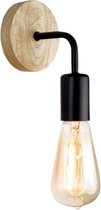 SensaHome Houten Design - Wandlamp Industriële Lamp - Retro Binnenverlichting - E27 Fitting Hoeklamp (Lamp niet inbegrepen)