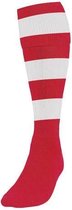 Precision Voetbalsokken Hooped Unisex Nylon Rood/wit Maat 40-44