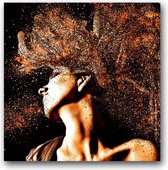 MN Collections - Schilderij - Face Photography. - Zwart, Wit En Goud - 70 X 70 Cm