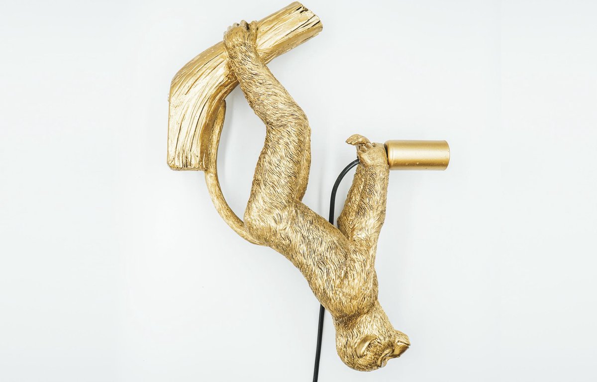 Housevitamin Hanging Monkey - Lamp - Gold- Goud - Wandlamp - Jungle _