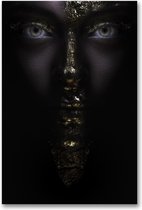 MN Collections - Schilderij - Face Photography. - Zwart, Wit En Goud - 75 X 50 Cm