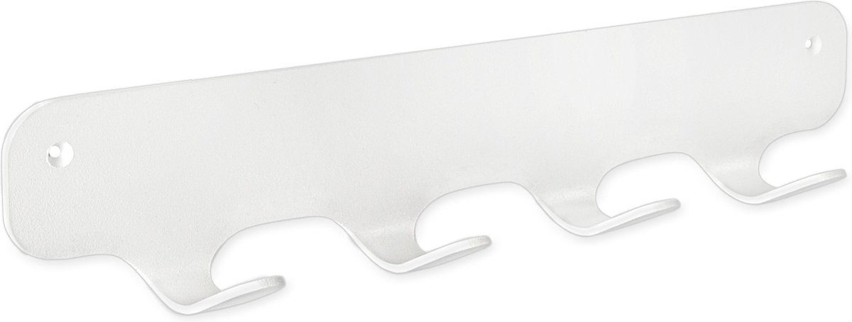 Gorillz Rounded Four Wandkapstok – 4‑Haken Wandmontage – Witte Stalen Kapstok – Industrieel Design