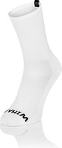 Winaar Fietssokken Zomer Unisex Wit met Zwart Label - Full White - 36-38