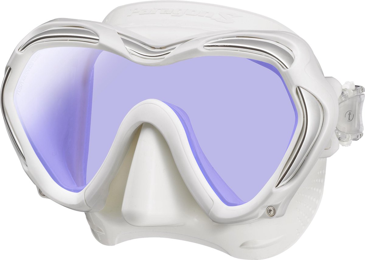 TUSA Paragon S – Premium duikmasker met single lens, hoge weerstand, CrystalView-lens met UV420 en antireflecterende behandeling, helder zicht en comfortabel draagcomfort – Wit/Wit – M1007SQW WWA