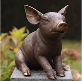 Statue de jardin - statue en bronze - Cochon assis - Bronzartes - hauteur 29 cm