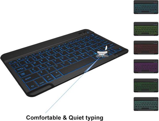 conversie Rijd weg wazig Tablet toetsenbord - Ultra-Dunne 7 Kleur Led Backlight Draadloze Bluetooth  Keyboard... | bol.com
