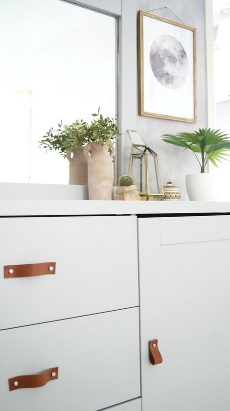 Poignées / Boucle en cuir - 4 pièces - VERT MER - taille XS (12,6 x 2,5 cm) - avec 3 vis de couleur