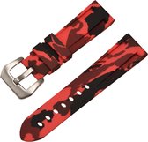 Strap-it Samsung Galaxy Watch siliconen camouflage bandje 45mm / 46mm - rood