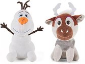 Frozen 2 - Set van 2 knuffels - Olaf & Sven - 20 cm - Pluche knuffels - Met zuignap - Disney film