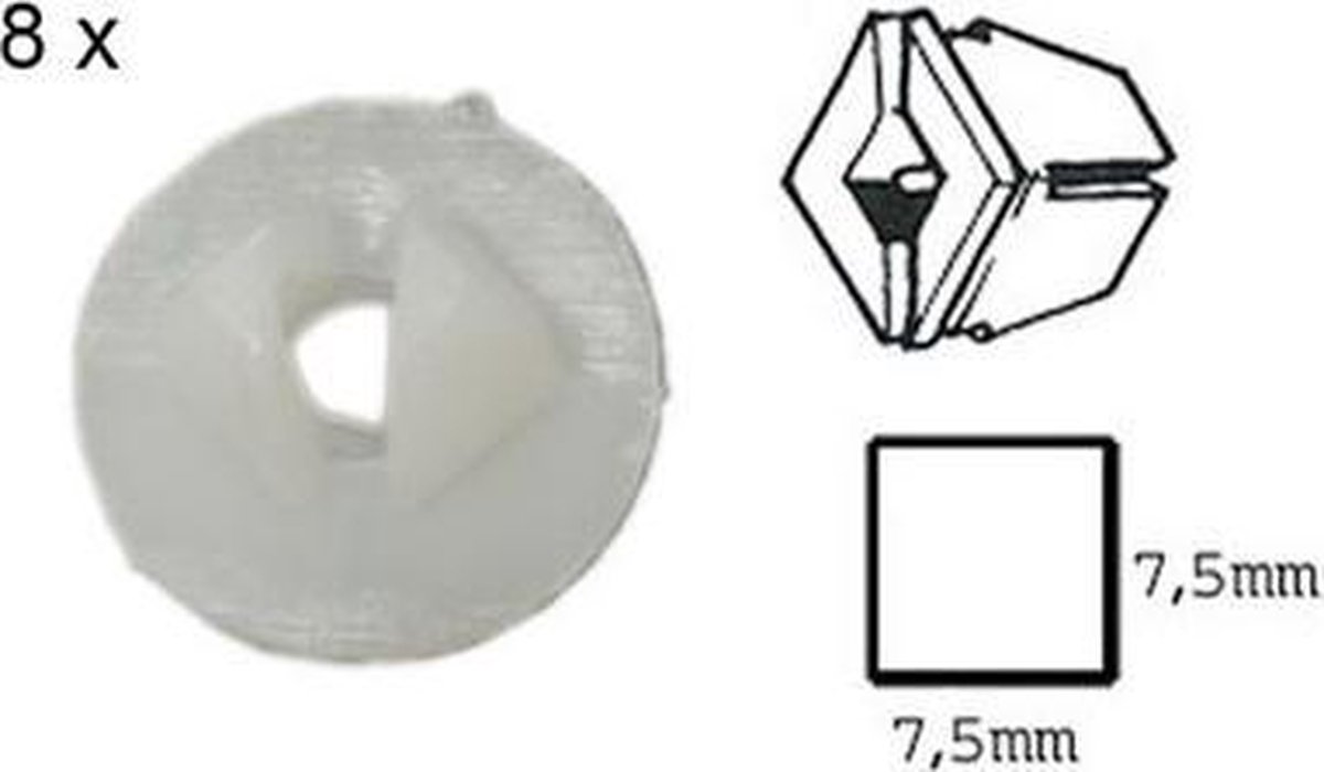 Plastic moeren en bouten 7 7x7 5x10mm >4 8mm schroeven 8x