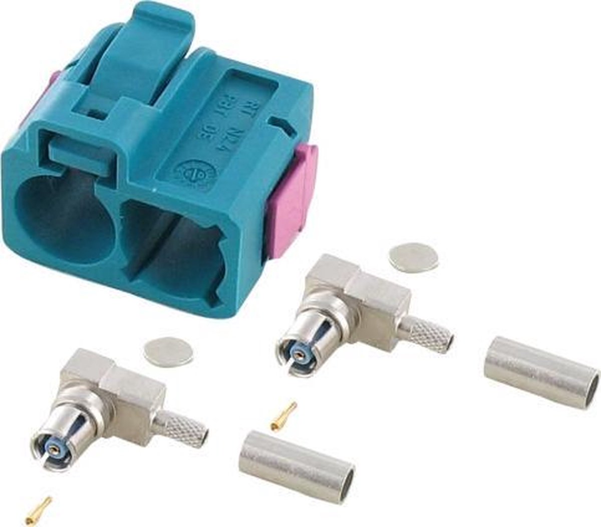 kabeladapter soldeer dubbel Fakra F haaks 90° groen