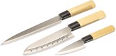 Ensemble de couteaux - Ensemble de 3 couteaux de luxe en acier inoxydable de style japonais avec poignée en plastique dans une boîte cadeau - couverts