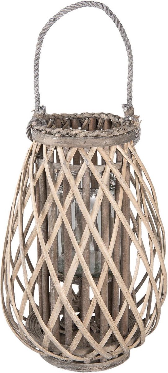 Clayre & Eef Windlicht Ø 27x40 cm Grijs Hout