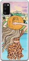 Samsung A41 hoesje siliconen - Sunset girl | Samsung Galaxy A41 case | multi | TPU backcover transparant