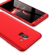 GKK voor Galaxy A8 (2018) Driefasige splitsing 360 graden volledige dekking PC-beschermhoes Achterkant (rood)