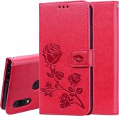 Rose reliÃ«f horizontale flip PU lederen tas voor Geschikt voor Xiaomi Redmi 7, met houder en kaartsleuven en portemonnee (rood)