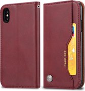 Kneed Huidtextuur Horizontaal Flip Leren Case voor iPhone XS Max, met Fotolijst & Houder & Kaartsleuven & Portemonnee (Wijnrood)