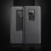 Cross Texture Horizontal Flip Leather Case voor Huawei Mate 20 X, met functie voor het beantwoorden van oproepen en slapen / wakker worden (zwart)