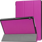 Voor Huawei MediaPad T3 10 Custer Texture Horizontaal Flip Leren Case met Drie-vouwbare Houder (Paars)
