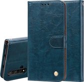 Business Style Oil Wax Texture Horizontal Flip Leather Case voor Huawei Honor 20, met houder & kaartsleuven & portemonnee (blauw)