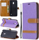 Kleuraanpassing Denim Texture Horizontale Flip Leather Case met houder & kaartsleuven & Wallet & Lanyard voor Nokia 2.2 (paars)