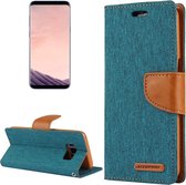GOOSPERY CANVAS DAGBOEK voor Samsung Galaxy S8 + / G9550 canvas textuur horizontale flip lederen tas met kaartsleuven & portemonnee en houder (groen)