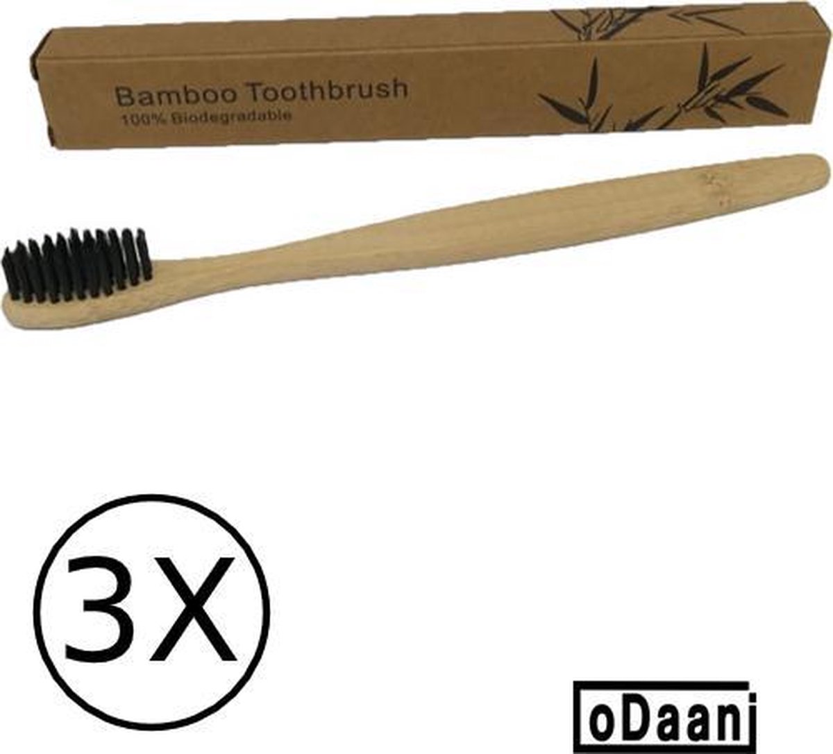 Bamboe Tandenborstel - Zwart - Milieuvriendelijk - Recyclebaar - 3 Stuks – oDaani