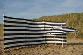 TOPPER!! Strand Windscherm - Marine Blauw - Wit - 5 meter Sterk Dralon - 2 Delige Houten stokken 180 cm - Doekhoogte 140 cm