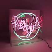 Hey Girls Neon Tafellamp in Acryl Lijst Kader 35 x 35 x 10 cm
