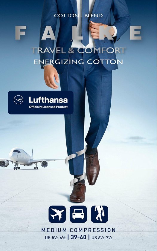 FALKE Heren Kniekousen Energizing Cotton M Kh katoen met compressie 1 paar, Blauw Dark Navy 6370, 47-48