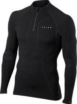 FALKE Wool Tech. Regular Fit Zipped Base Layer Top Met Lange Mouwen En Rits Sneldrogend Warm Ademend Merino Thermo Ondergoed Zwart Heren Underwear - Longsleeve - Maat M