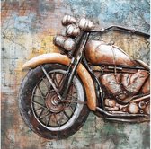 3D art Metaalschilderij - Motor fiets - handgeschilderd - 100 x 100 cm