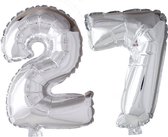 Folieballon 27 jaar zilver 41cm