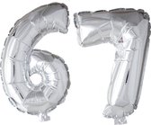 Folieballon 67 jaar zilver 41cm