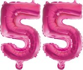 Folieballon 55 jaar roze 86cm