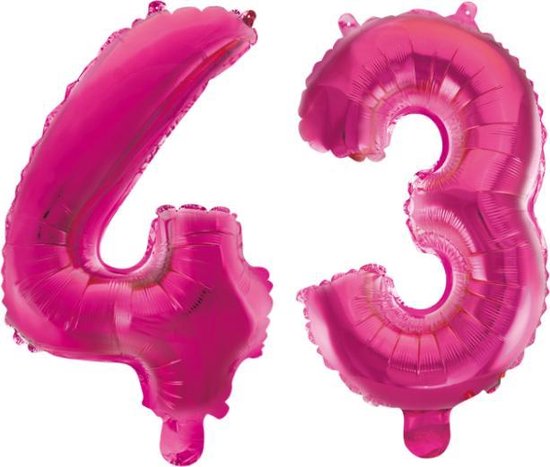 Folieballon 43 jaar roze 86cm