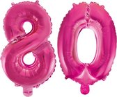 Folieballon 80 jaar roze 86cm
