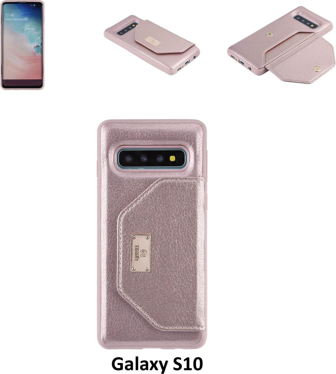 UNIQ Accessory Galaxy S10 Kunstleer portemonnee Hard Case Back cover - Roze (S10)
