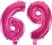 Folieballon 69 jaar roze 41cm