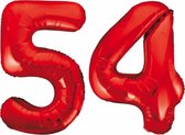 Folieballon 54 jaar rood 86cm