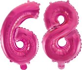 Folieballon 68 jaar roze 41cm